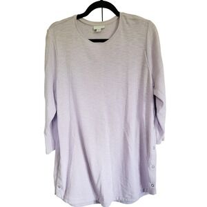 J. Jill Womens Lavender Side Snaps Accent 3/4 Sleeve Pullon Tunic Top Size L NEW